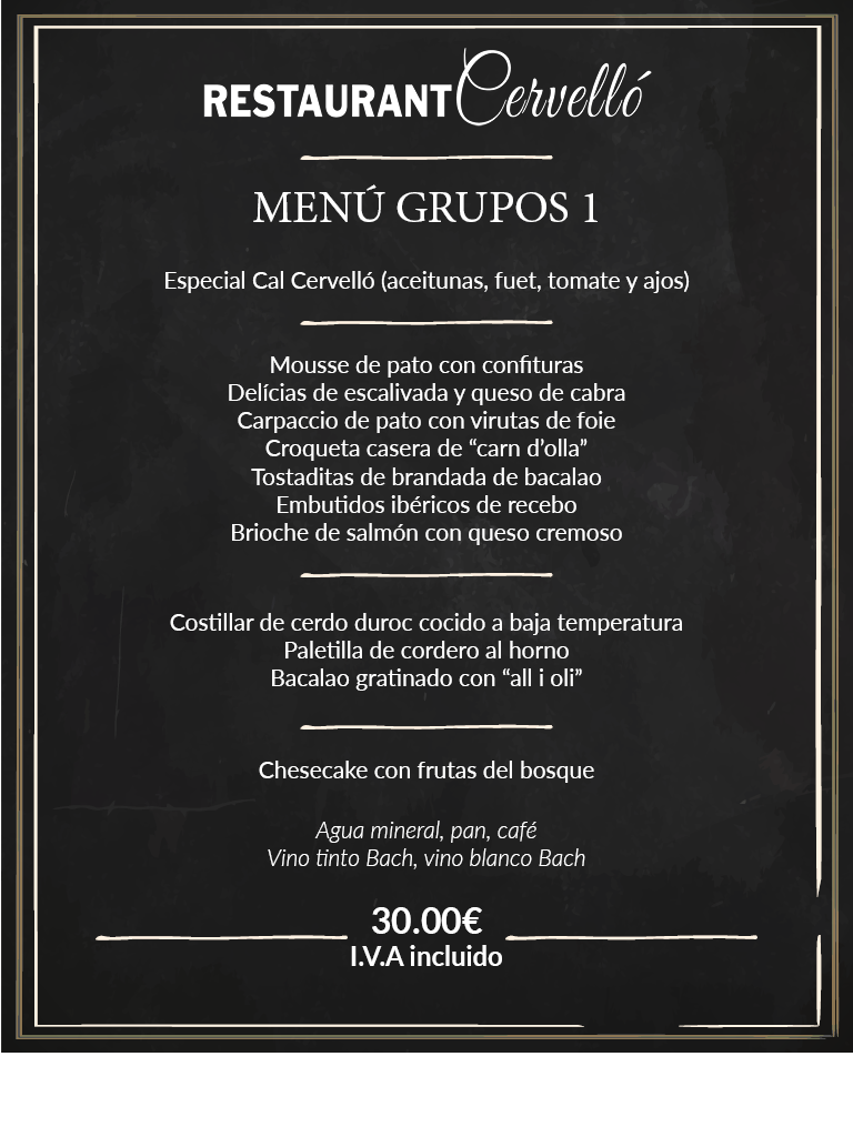 menús para grupos en Valls